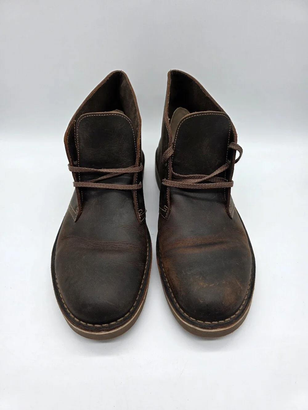 Clarks‎ Bushacre 2 Mens Beeswax Brown Leather Chukka Boots Size 10 M